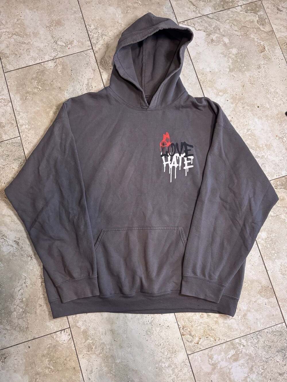 Popular Poison Love Hate Graffiti Butterfly Pullover Hoodie